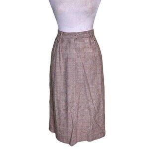 Womens Wool Blend Plaid Midi Skirt Classic Tailored Preppy Academia Old Money 12